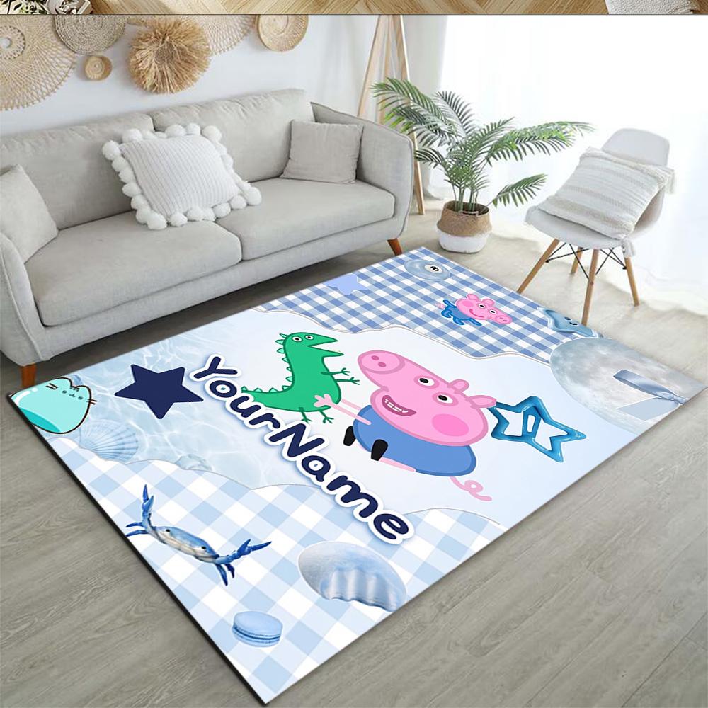 Peppa Pig Customizable Name Area Rug Perfect for Decorate room Study room Bedrooms Game Room Anti-slip Rug Office home decor Perfect Gift for Women/Me