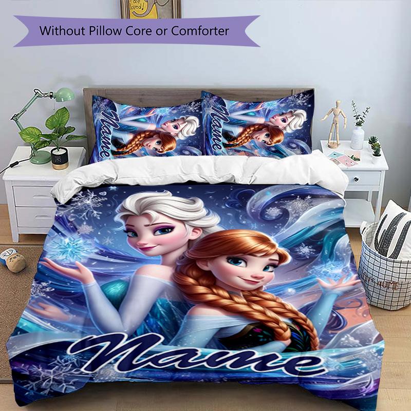 3pcs Frozen6 Cover Set - Personalized Name, HD Printed Bedding with 1 Cover and 2 Pillowcases - Perfect for Home Decor, Easy Care