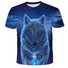 European and American Trendy New Animal Wolf Cool 3D Digital Printed Pattern Street Style Men's Casual T-shirt