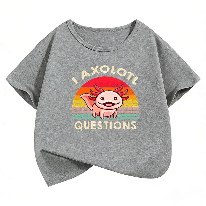 Cute Anime Axolotl Shirt TShirt Printed T Shirt Summer Spring Clothes Short Sleeve Tops TShirts Funny Boys Girls Clothing Kids
