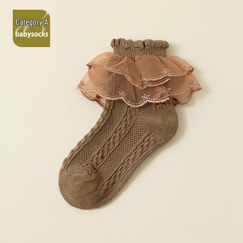 Mädchen-Socken mit Spitzenbesatz für Frühling und Herbst, mittellang: Doppellagig, Vielseitig, für Kleinkinder und Kinder