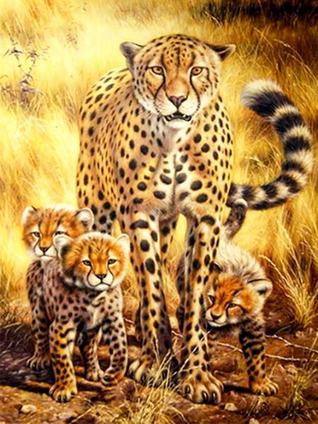 5D DIY Diamond Painting Leopard Mosaic Diamond Embroidery Full Round Drill Animal Cross Stitch Kit Home Decoration