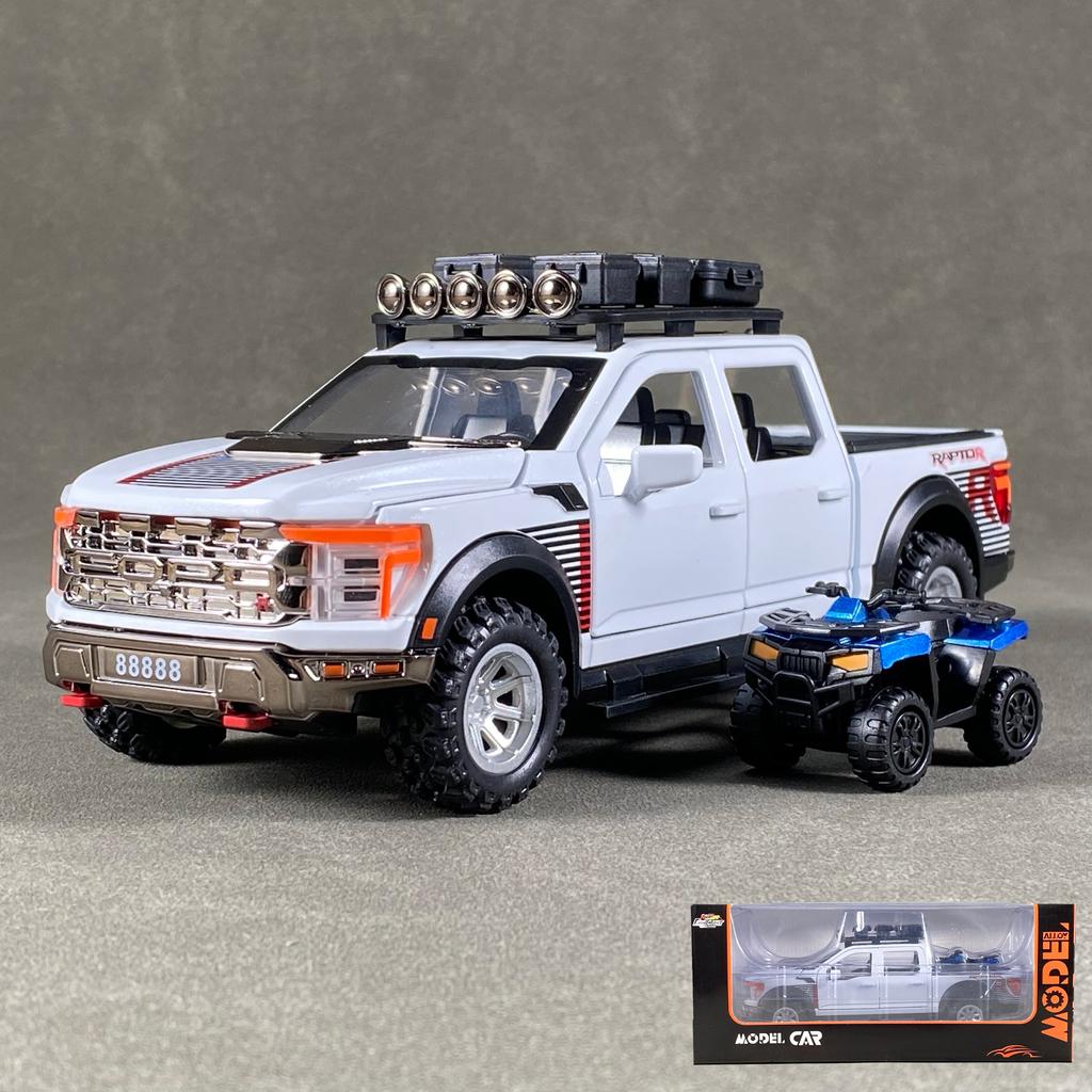 1:24 F150 Off Road Pickup Truck Alloy Diecast Metal Model Sound & Light Pull Back Toy Trendy Dislpay Birthday Present For Friend