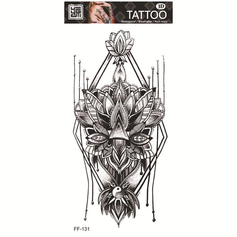 Yuanhua Waterproof Wolf Head Totem & Arabic Text Tattoo Stickers