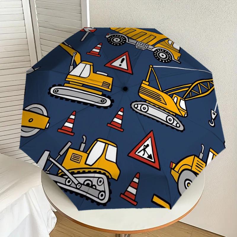

1pc Construction Vehicles Pattern Umbrella with Plastic Handle,Suitable for All Seasons Home Travel Outdoor UmbrellaDD384