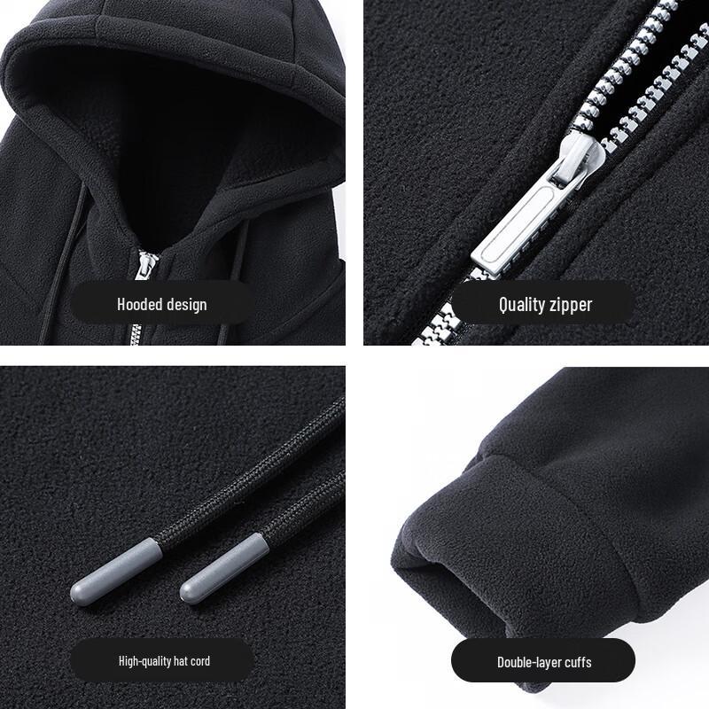 JEANSWEST Men's Hooded Fleece Cardigan Jacket