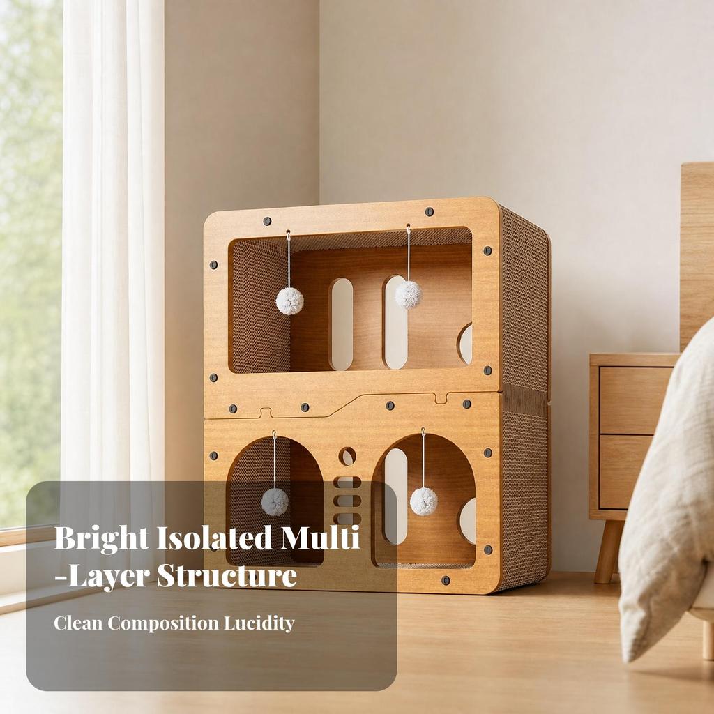 Cat House with Scratcher Two-sidedSided Cardboard Scratching Shelter Indoor