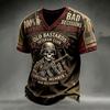 Men's V-Neck T-Shirt with Halloween Print, Casual Tee