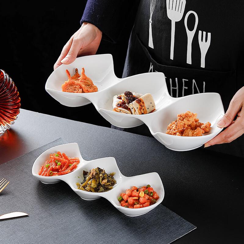 Ceramic Triple-Compartment Sauce Dish