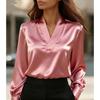 PEYWOW Women's Fashion V-Neck Long Sleeve Spring Autumn Casual Blouses & Shirts