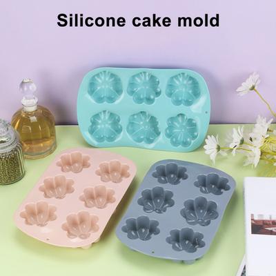 6-Cavity Flower Silicone Mold Non-stick Food Grade Easy Release DIY Candy Pudding Chocolate Fondant Cookies Jelly Baking Mold