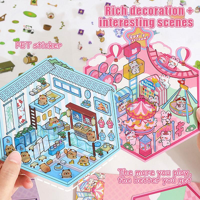 1Set Creative Pet Stickers 3D Cute Cartoon Diy Scene Landscaping Decoration Stickers Kawaii Capybara Stickers Gifts