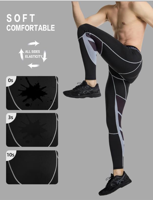 COMBAT PRO Pánské barevné rychleschnoucí kompresní sportovní legíny na trénink a běh