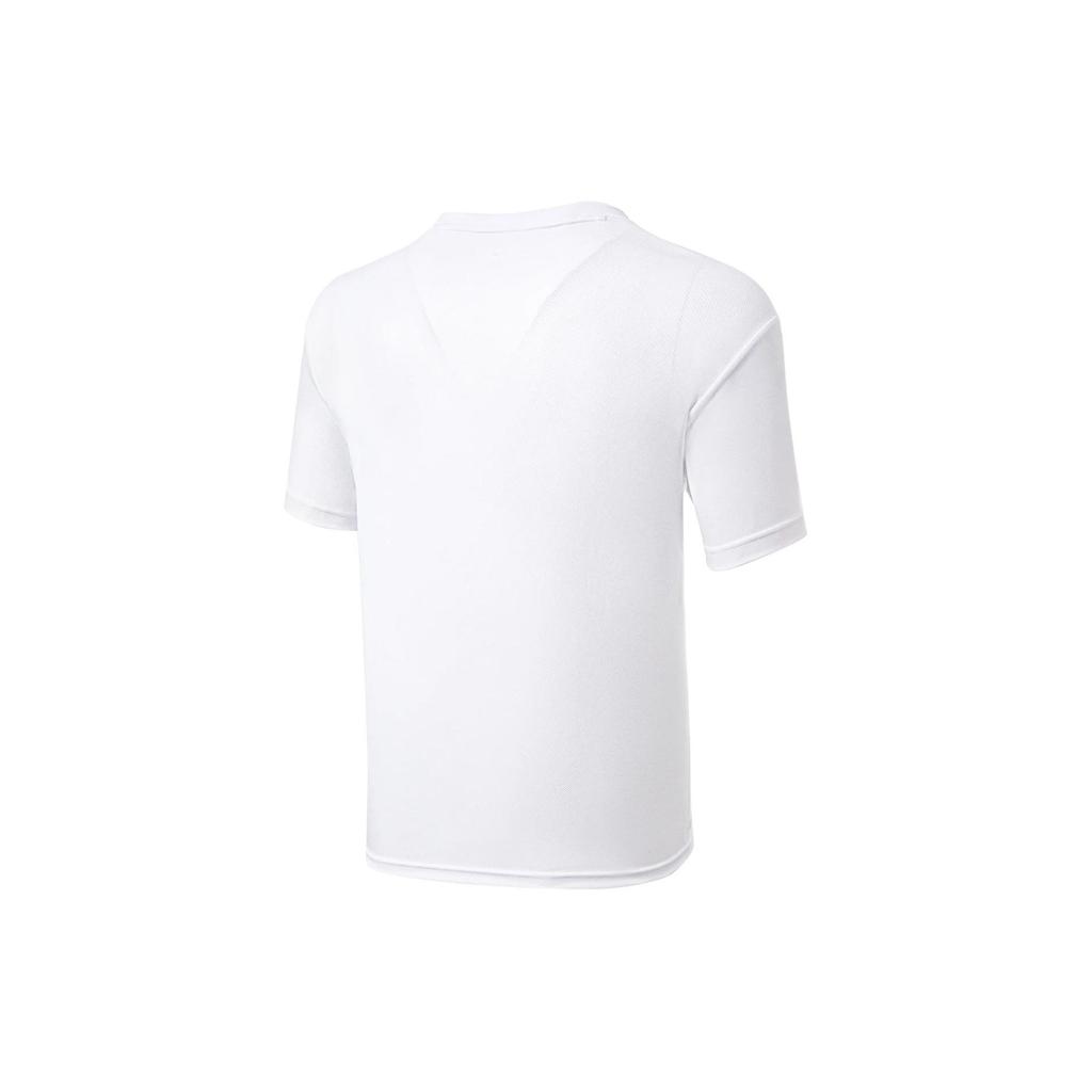 Li Ning Badminton Series Logo Print Quick-Dry Cool Short Sleeve Drop Shoulder T-Shirt Unisex T-Shirts Standard-White AHSU469-2