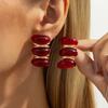 Boucles d'oreilles à clous créatives SHIXIN en résine rouge et acrylique pour femmes, boucles d'oreilles géométriques elliptiques vintage, bijoux de fête du Nouvel An