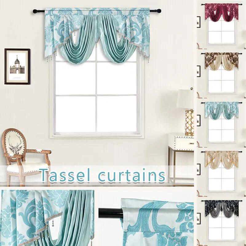 51,9x29,5 Zoll Europäischer Stil Quaste Floral Fenster-Abschlussleiste Luxus Kurzer Vorhang Kopf Vorhang für Wohnzimmerfenster
