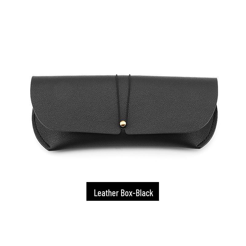 Luxury Leather Eyeglass Kit: Soft Case, Cleaning Cloth, Pouch, Screwdriver, Strap, and Buckle.
