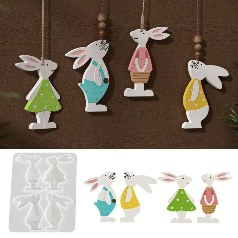 Flexible Silicone Craft Mold Ornament Moulds for Rabbit Shaped Pendant Easy to Use and Clean for Handmade Accessories