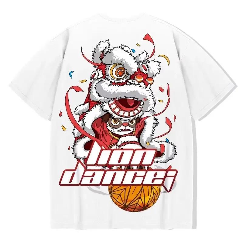 T-shirt da Uomo in Cotone a Maniche Corte Estiva Oversize Larga Traspirante Grafica Palestra Streetwear Selvaggio Y2k Harajuku Abbigliamento Goth
