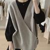 Vest for Women V-neck Sleeveless Tops Knitted Sweater Vest Oversize Loose Fit Loose Pullover Casual Versatile Sleeveless Sweater Vest