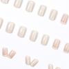 24Pcs French Cream Nude Short Square False Nails With Jelly Adhesive Detachable Fake Fingernails Full Cover Press On Nails Tips