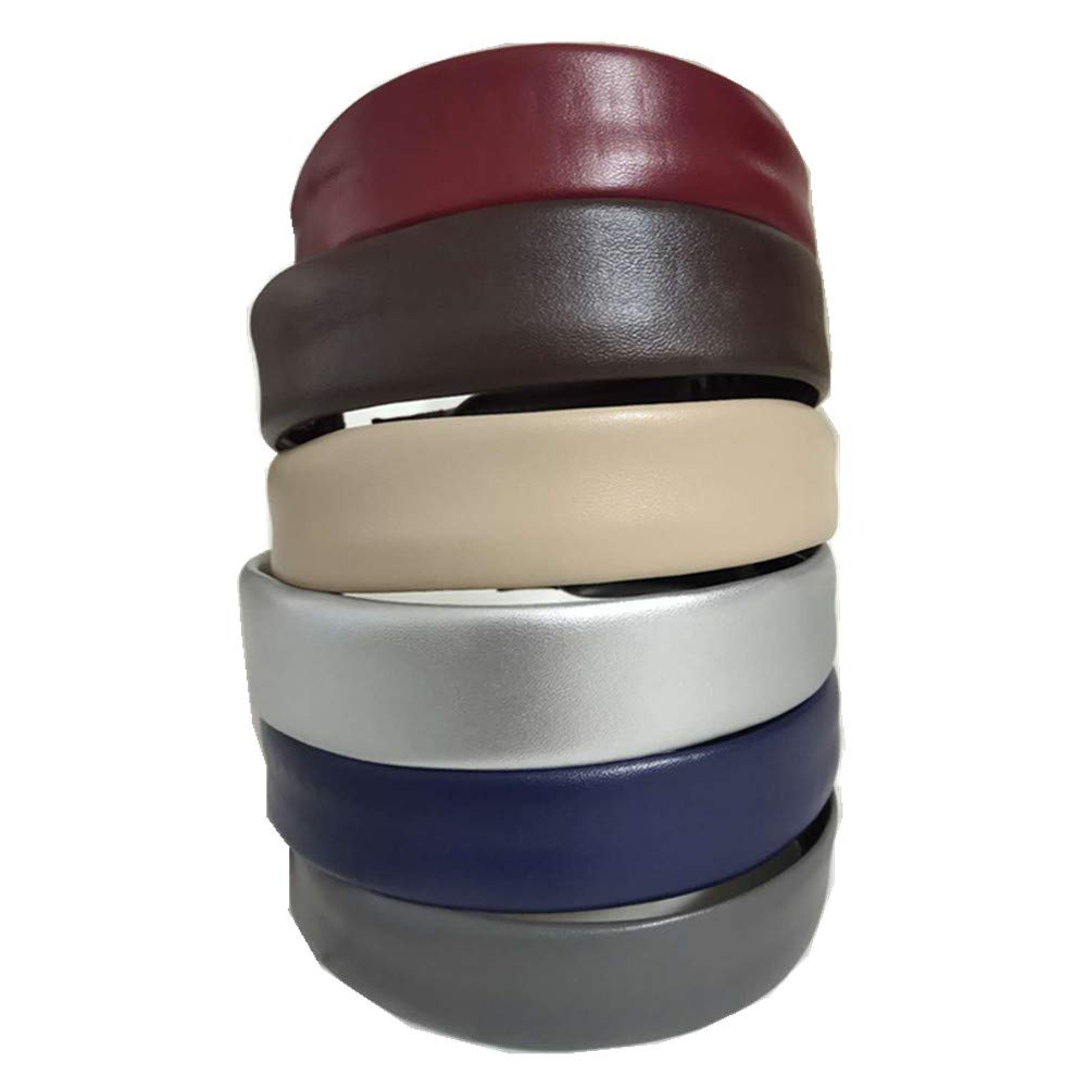 

6 шт. Женские модные широкие кожаные повязки на голову, пластиковые нескользящие резинки для волос, обруч для волос, заколка для волос, для аксессуаров для волос (Красный,Коричневый,Бежевый,Серебристый,Синий,Серый,