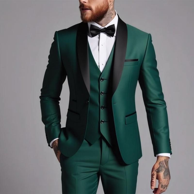Abito da uomo a tre pezzi slim fit in stile coreano, per occasioni business casual, matrimoni ed eventi formali