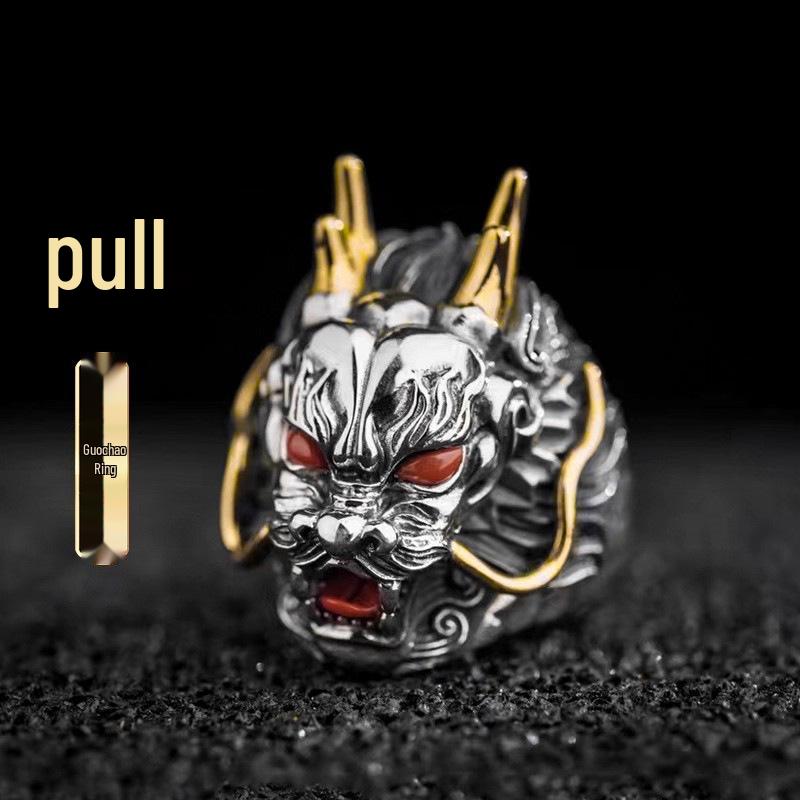 Męski Modny Retro Pierścień Boskiego Smoka – Ręcznie Robiony, Luksusowy Dodatek na Palec Wskazujący