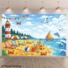 2D Summer Beach Scene with Crab & Dolphin Photoshoot Background