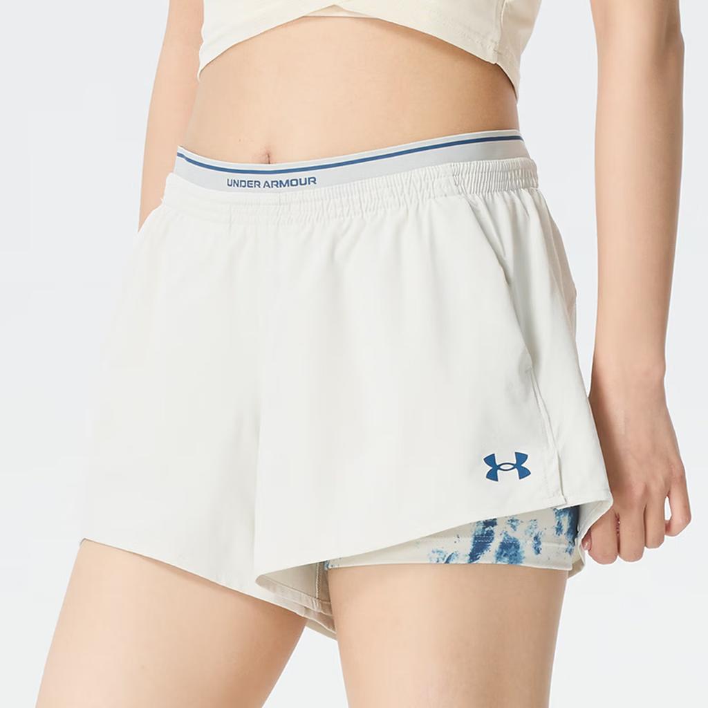 Under Armour Vanish Woven Two-In-One Training Sports Casual Breathable Running Simple Daily Shorts Women shorts Pinnacle-White 6012944-110