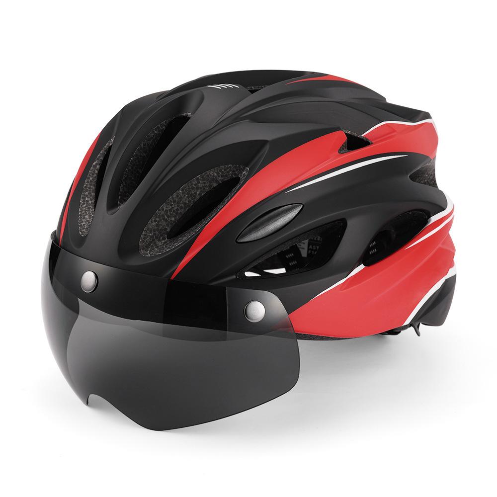 New Breathable Integrated Magnetic Goggles Bicycle Helmet with Tail Lights Adult Men's and Women's Cycling Helmet