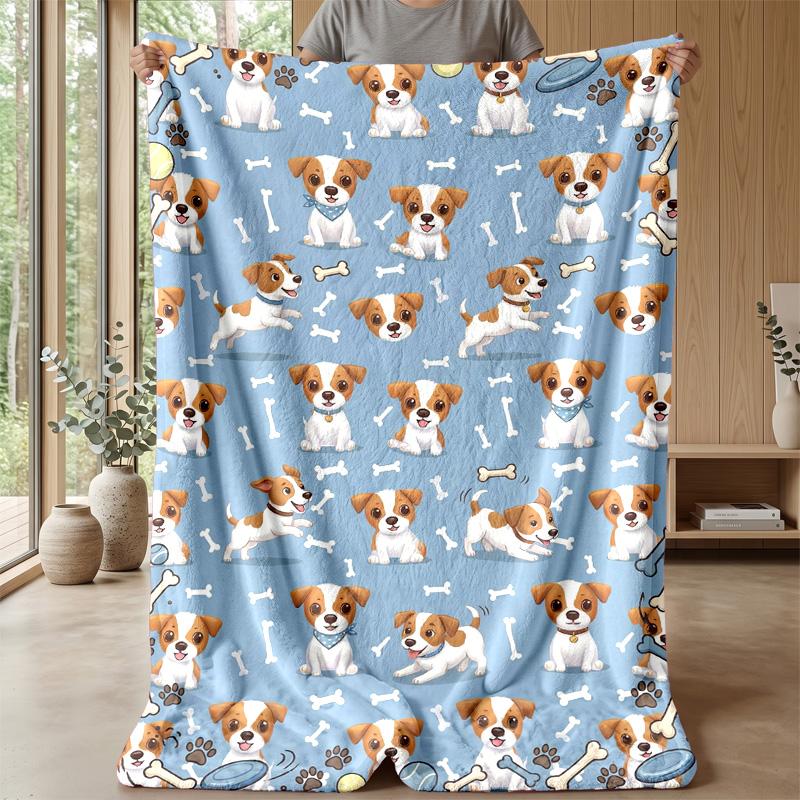Puppy Playtime Pattern Theme blanket Lightweight Warm Flannel Blanket Decorative Throw Blanket for Home Decoration
