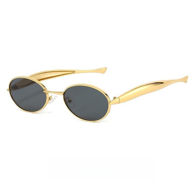 Thin Metal Frame Oval Sunglasses Lightweight Vintage Style Oval Lens Sunglasses with Adjustable Nose Pads Durable Frame for Outdoor Use One Size
