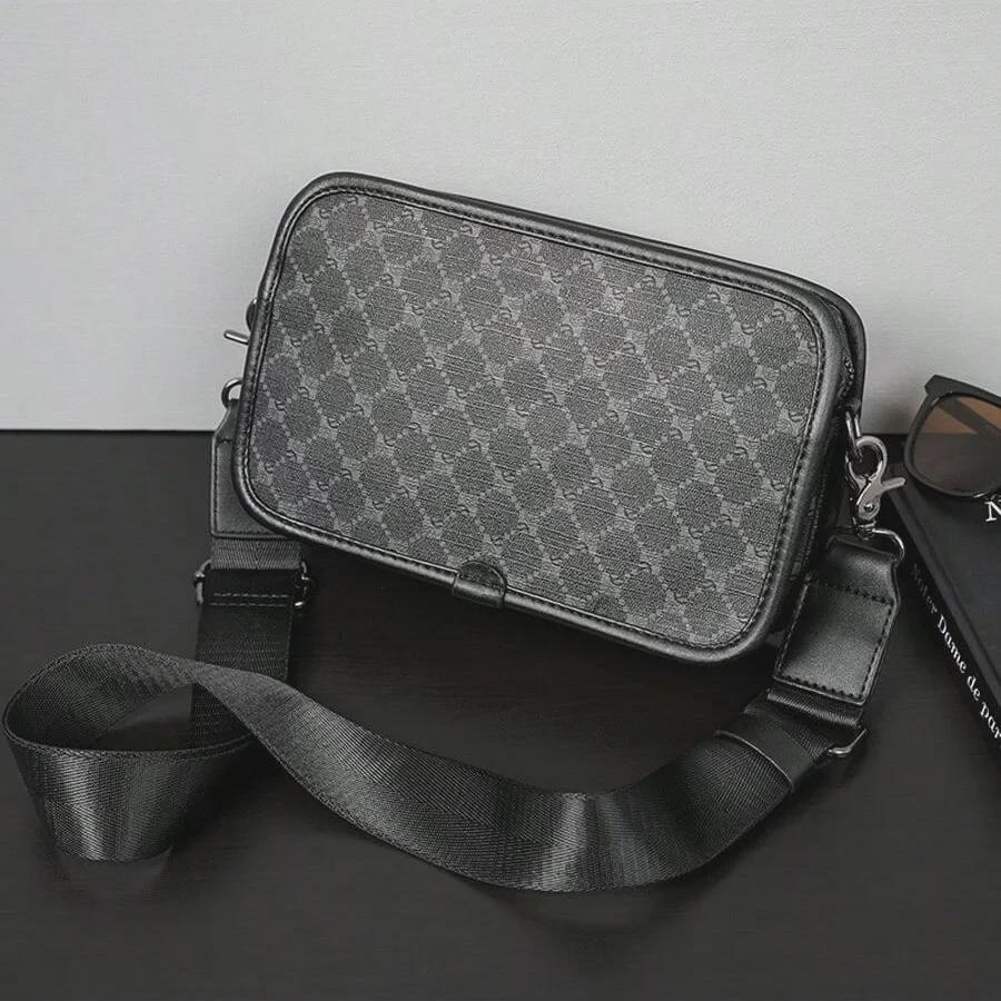 Karierte Herren-Umhängetasche: Trendy koreanische kleine quadratische Messenger-Tasche für den gelegentlichen Arbeitsweg