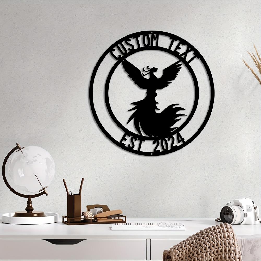 Personalized Metal Phoenix Wall Art Custom Family Name Sign Home Decor