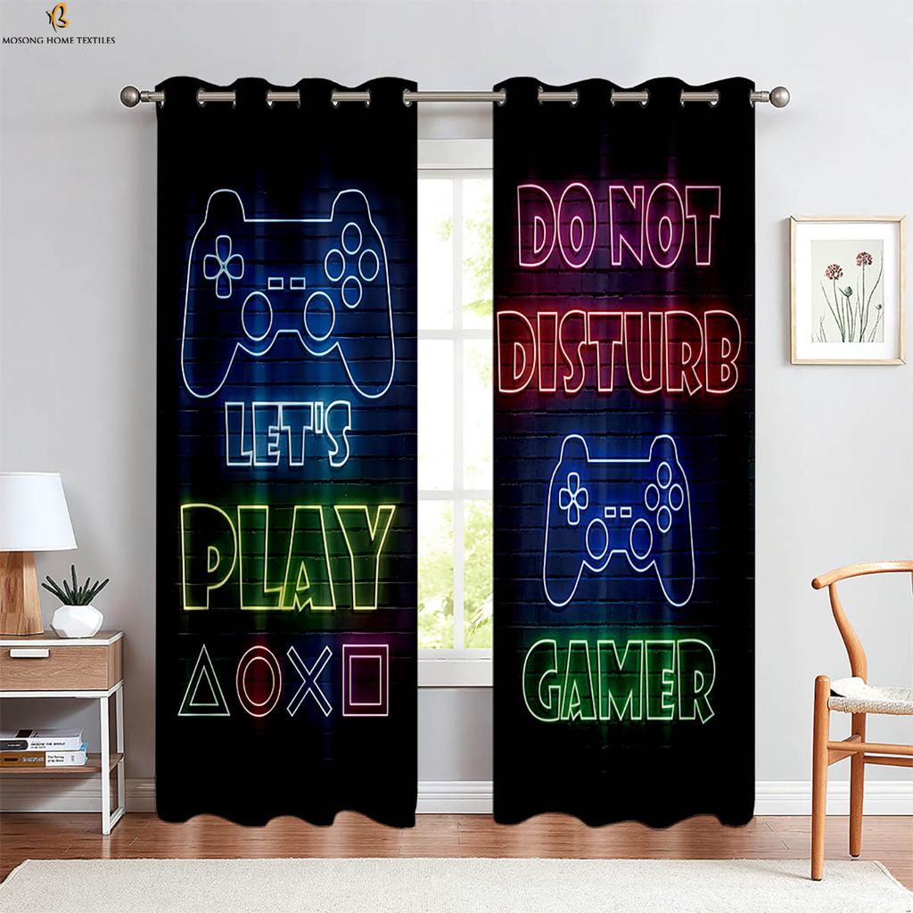 Cool Game Controller 3d Printed Curtains Suitable For Gaming Room Bedroom Study Room Decorative Curtains Home Decoration 2 PCS