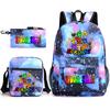 Rhythm Box Cartoon Large Capacity Starry Sky Student School Bag Sprunki Youth Backpack Three-piece Set D