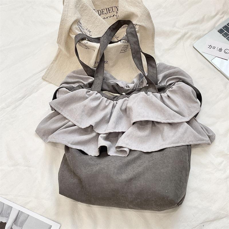 3 Large-capacity Bud Bags, Cute Ruffle Edge Shoulder Bags, Student Class Bags, Going Out Messenger Bags