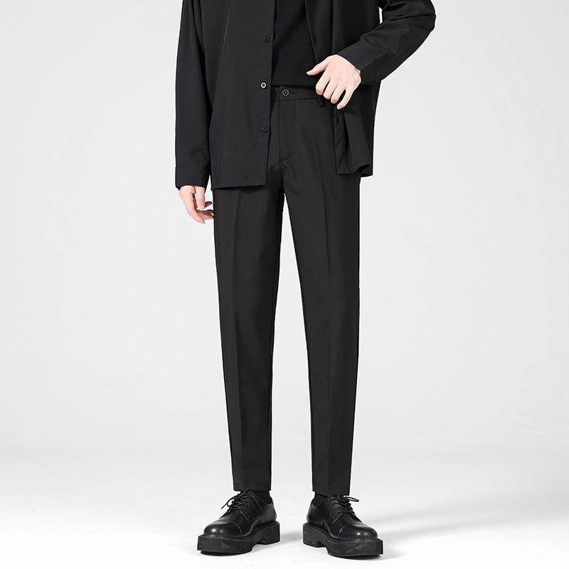 Pants Men's Spring and Autumn New Suit Pants Men's Slim Straight Pendant Versatile Casual Black Small Pants