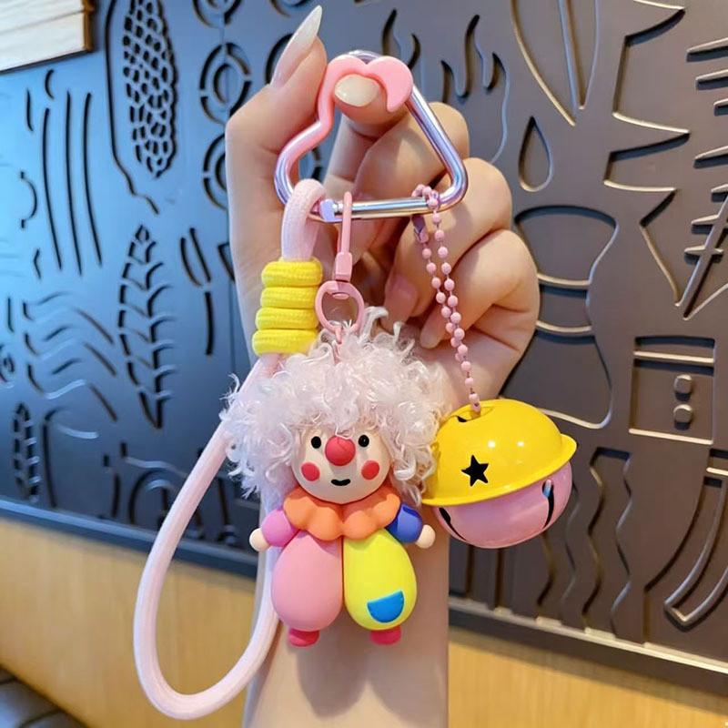 Curly Haired Clown Pvc Keychain With Cartoon Design For Gift And Decoration