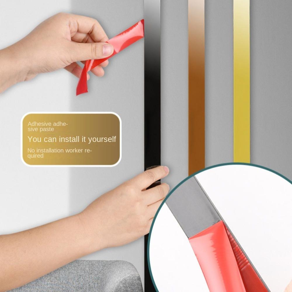 3Meter Mirror Wall Sticker Self-adhesive Stainless Steel Flat Decorative Line