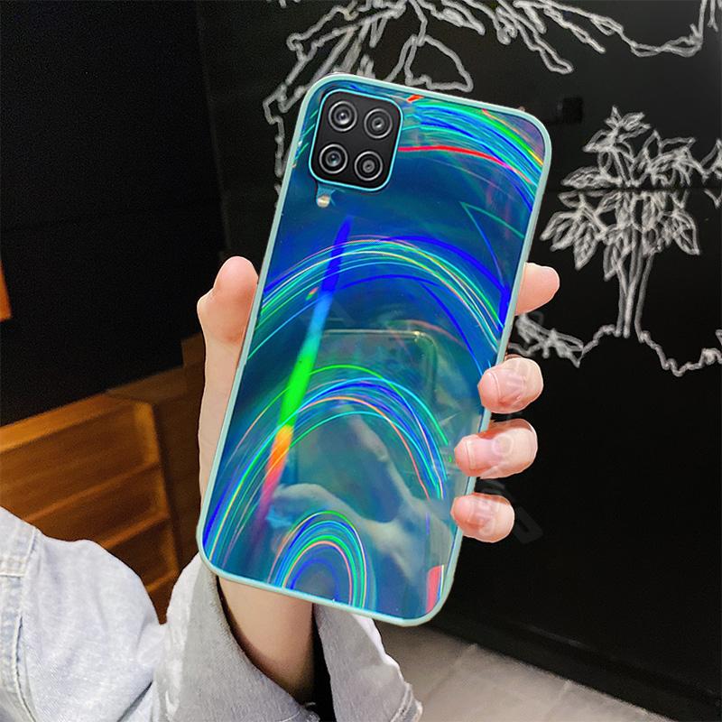 Duha Zrcátko Silikonový Okraj Pouzdro pro Samsung Galaxy A02S A12 A32 A42 A21S A51 A71 A01 A11 A31 A41 M31 S20 FE S21 S30 Plus Note20 Ultra Měkký Zadní Kryt