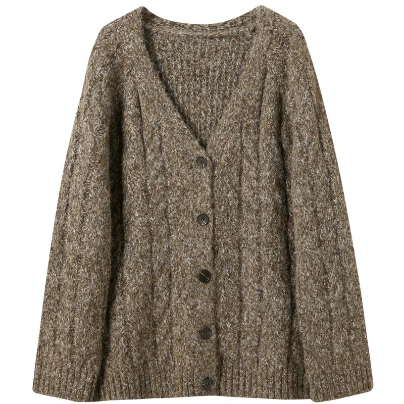 Sancai Women's V-Neck Loose Knit Cardigan