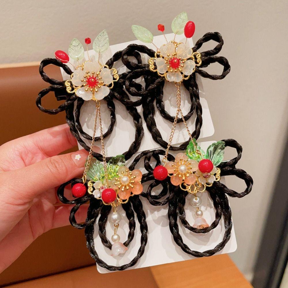 Tassels Chinese New Year Headwear Red Ancient Style Hairpin Lovely Hanfu Hair Sticks  Baby