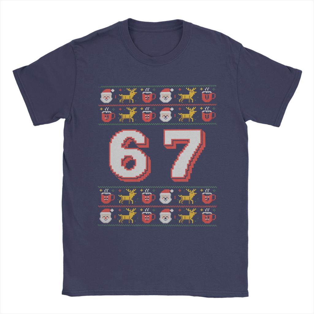 Christmas 67 Funny Xmas Six Seven Cotton T-Shirt For Men Summer  Y2K Fun T-Shirts O Neck Leisure Tees Oversized Cheap Tops