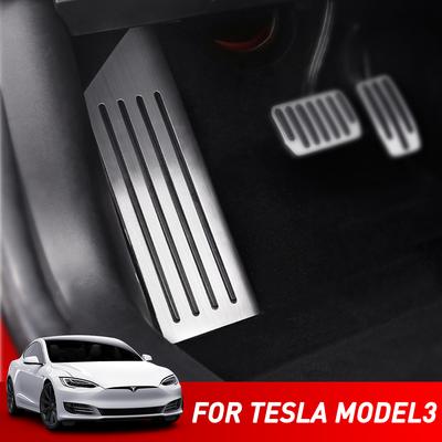 For Tesla Model 3 Model3 Accessories Aluminum Alloy Foot Pedal Accelerator Gas Fuel Brake Pedal Rest Pedal Cover Car