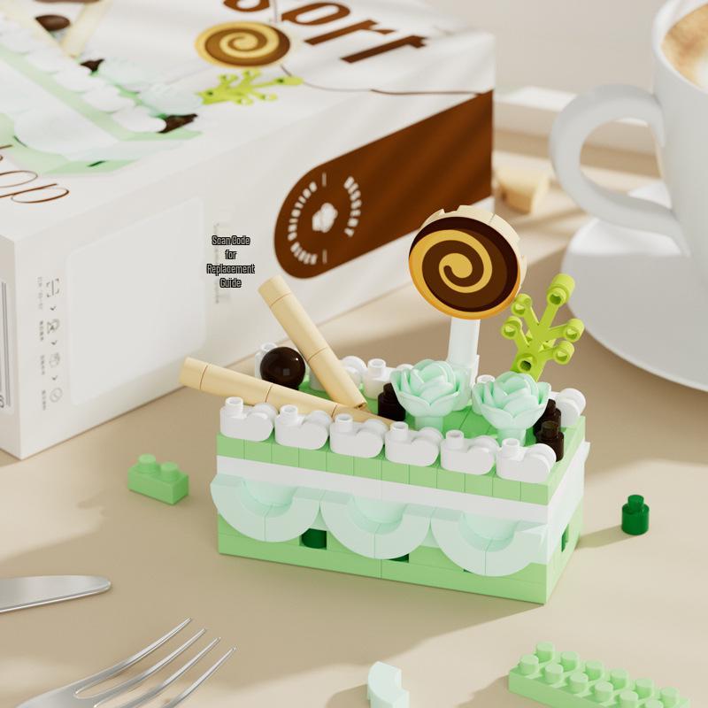 Lego-Compatible Birthday Cake Building Set: Swiss Roll Toy for Kids - Perfect June 1st Gift