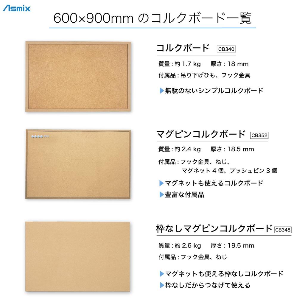 Asmix Asuka Frameless Magpin Cork Board, LL, CB348