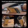 For iPhone 17 Pro Case Compatible with MagSafe Kickstand Leather Phone Back Cover