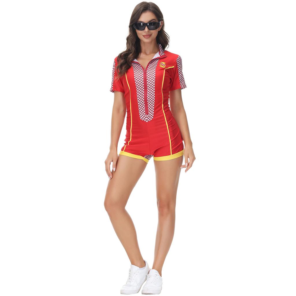 One-piece female racing suit F1 locomotive suit, nightclub girl catwalk uniform, hot dance cheerleading performance costume